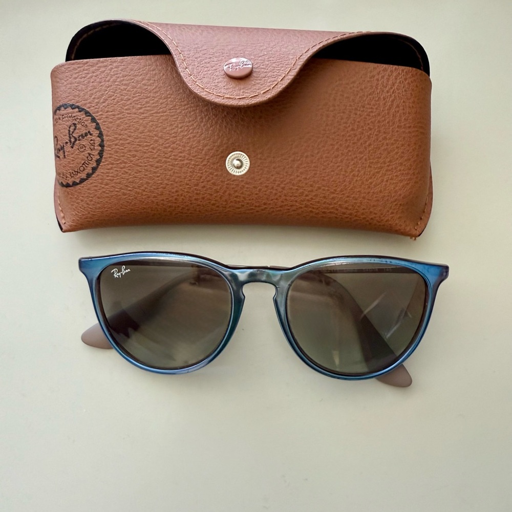 Ray-Ban Blue Sunglasses with Brown Case